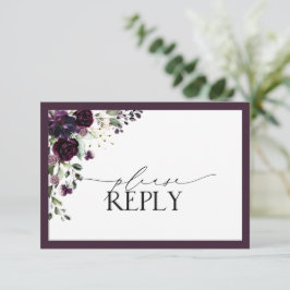 Elegante Plum Purple Floral Watercolor RSVP