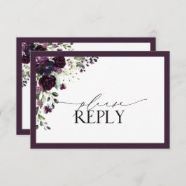 Elegante Plum Purple Floral Watercolor RSVP