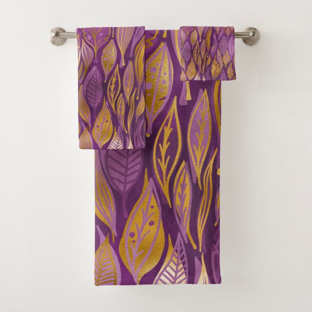 Elegante Plum Purple Gold Metallage Abstract Folia (In situ)