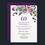 Elegante Plum Purple Rosa 60 cumpleaños invitación<br><div class="desc">Elegante Plum Purple Rosa 60th Birthday Invitation Matching colección en Niche y Nest store. Diseño cortesía de: https://www.etsy.com/shop/SmallHouseBigPony</div>