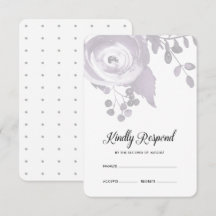 Elegante Plum y puntos florales grises Boda RSVP