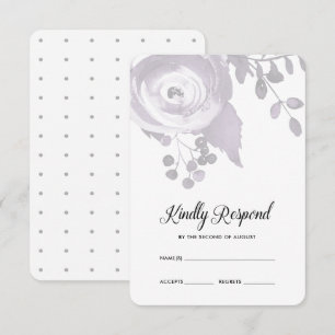 Elegante Plum y puntos florales grises Boda RSVP
