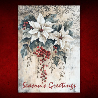 Elegante Poinsettia Blanca Vintage de Navidad