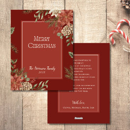 Elegante poinsettia de navidad de moras rojas