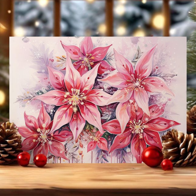Elegante Poinsettia de Navidad en acuarela rosa (Subido por el creador)