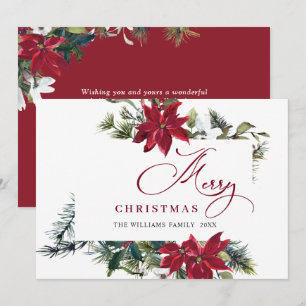 Elegante Poinsettia Navidad Muérdago Saludo