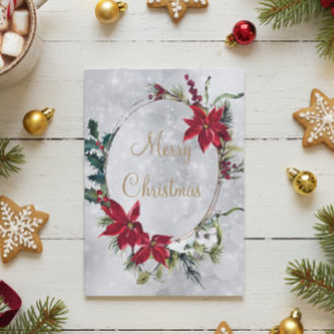 Elegante Poinsettia Silver Feliz Navidad