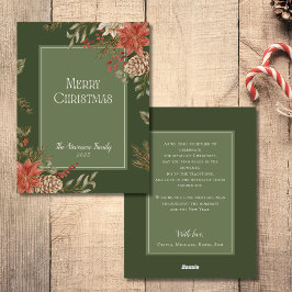 Elegante poinsettia verde de navidad de merry
