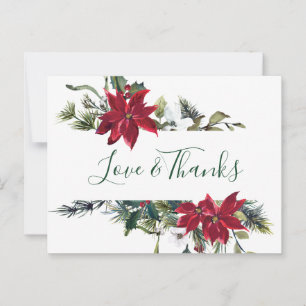 Elegante Poinsettia Watercolor Tarjeta de agradeci