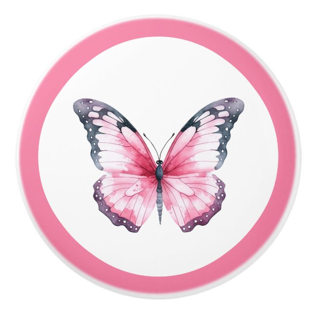Elegante pomo de Chica de mariposa rosa (Anverso)