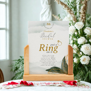 Elegante poner un anillo en ella tarjeta de mesa d