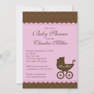 Elegante portadora de Damasco Gir Invitación Baby 