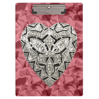 Elegante Portapapeles Corazón del Diseñador Rojo