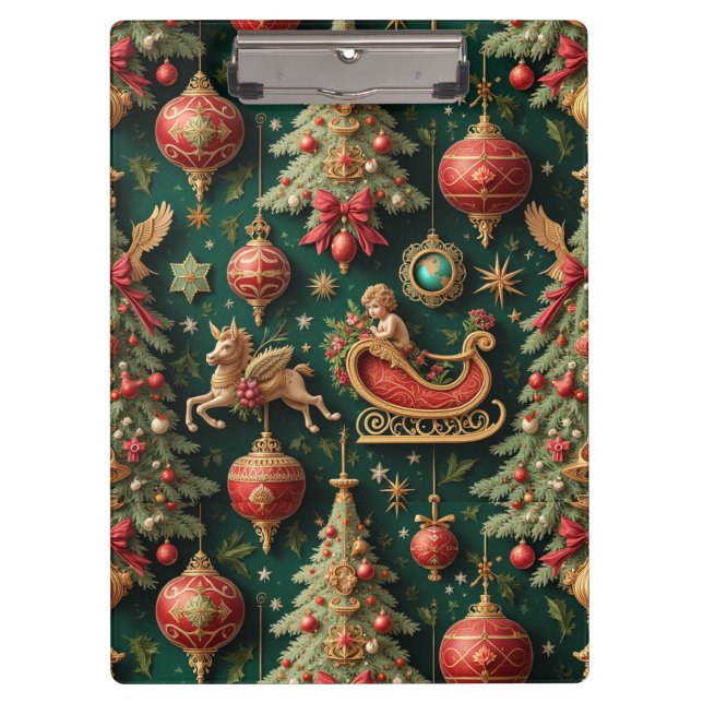 Elegante portapapeles de Navidades barrocos (Anverso)