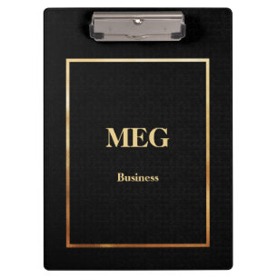 Elegante portapapeles monogramado de oro negro
