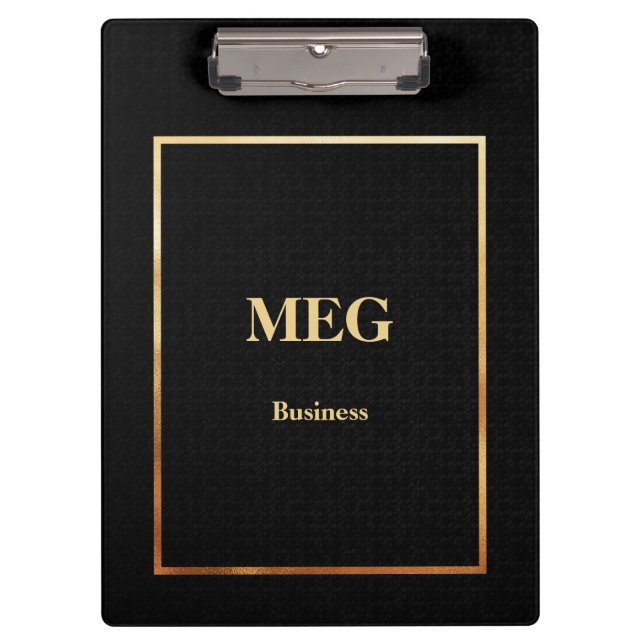Elegante portapapeles monogramado de oro negro (Anverso)