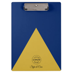 Elegante Portapapeles Navy y Oro Metálico de Marca