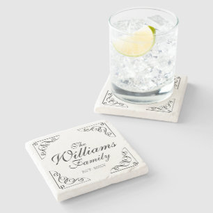 Elegante posavasos de piedra con el nombre de tu f