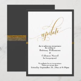 Elegante postal Boda Gray & Gold Stripe Card Card