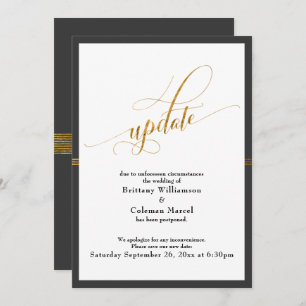 Elegante postal Boda Gray & Gold Stripe Card Card