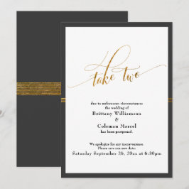 Elegante postal Boda Gray & Gold Stripe Card Card