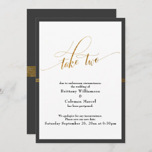 Elegante postal Boda Gray & Gold Stripe Card Card