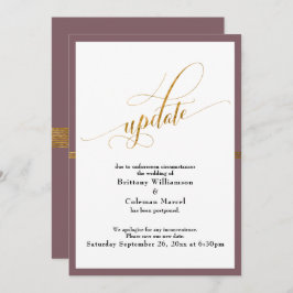 Elegante postal Boda Mauve Gold Stripe Card