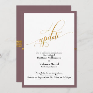 Elegante postal Boda Mauve Gold Stripe Card