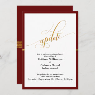 Elegante postal Boda Red Gold Stripe Card