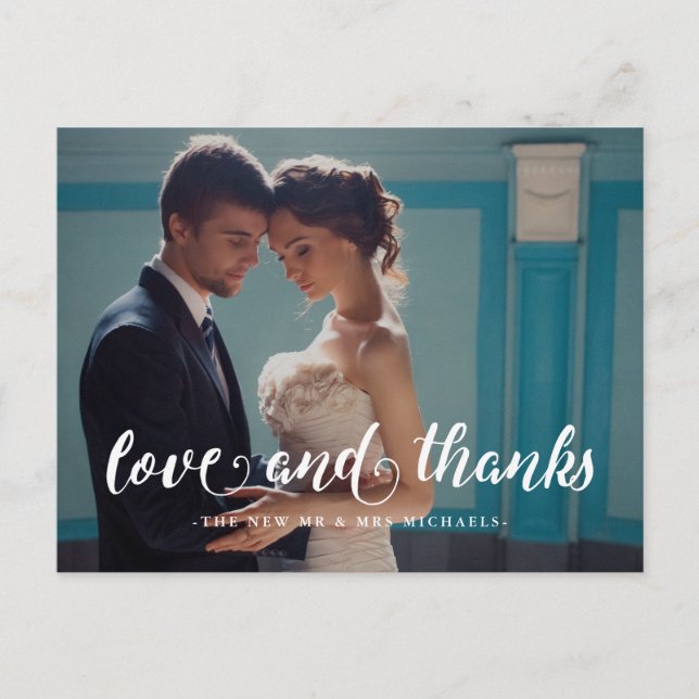 Elegante Postal de agradecimiento de boda (Anverso)