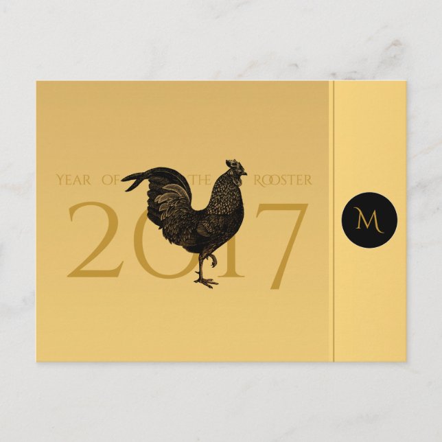 Elegante postal de Año 2017 para gallos de época (Anverso)