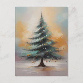 Elegante postal de árbol de navidad acuarela