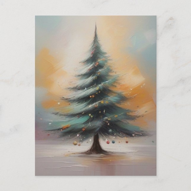 Elegante postal de árbol de navidad acuarela (Anverso)