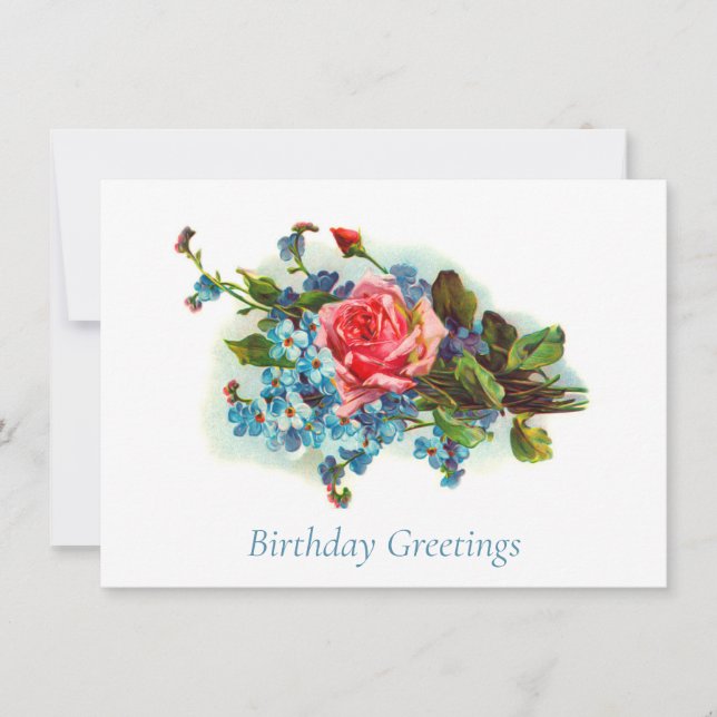 Elegante postal de cumpleaños con flores de Victor (Anverso)