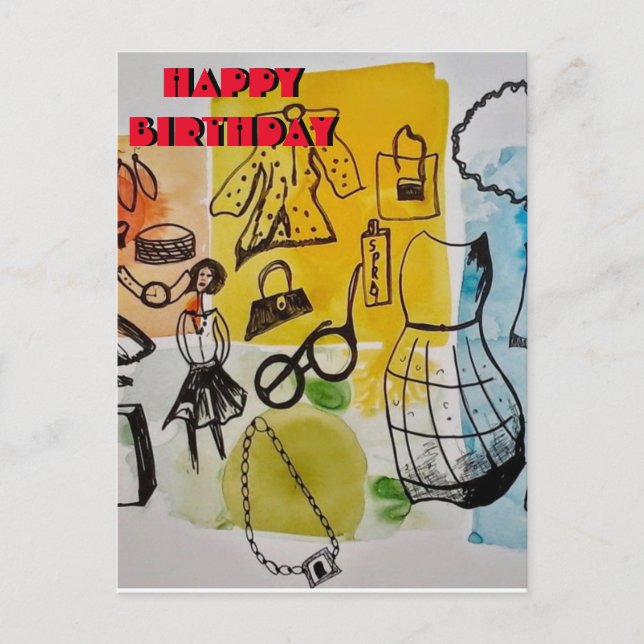 Elegante postal de cumpleaños feliz (Anverso)