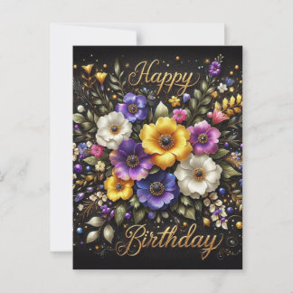 Elegante postal de cumpleaños negro