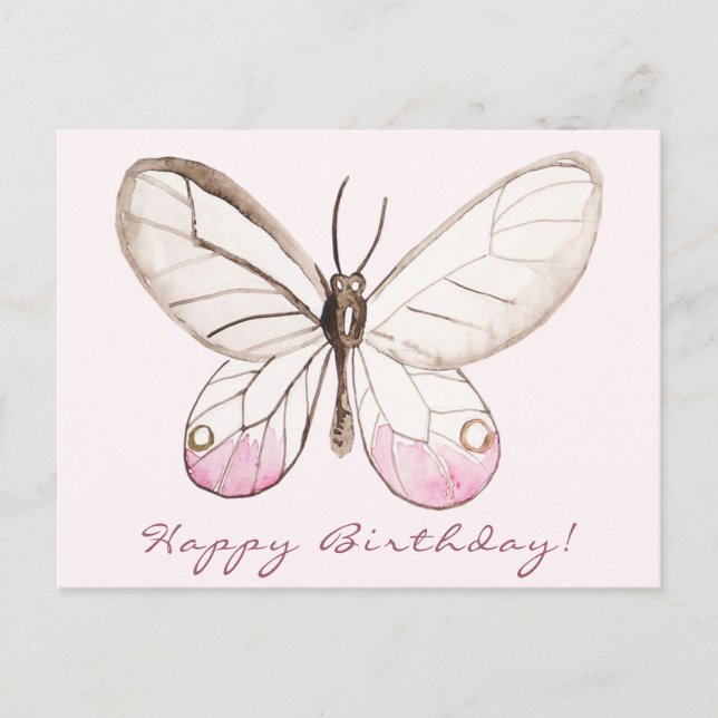Elegante postal de cumpleaños para mariposa de Rub (Anverso)