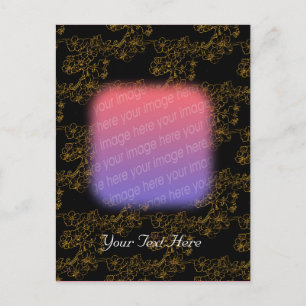 Elegante postal de diseño floral dorado