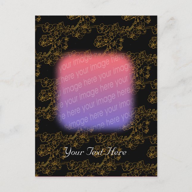 Elegante postal de diseño floral dorado (Anverso)