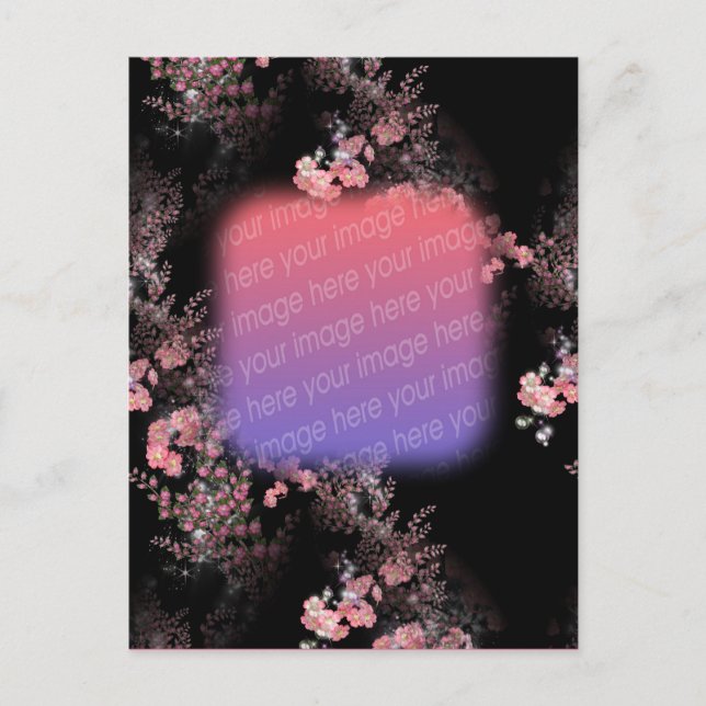 Elegante postal de fotos de flores rosadas (Anverso)