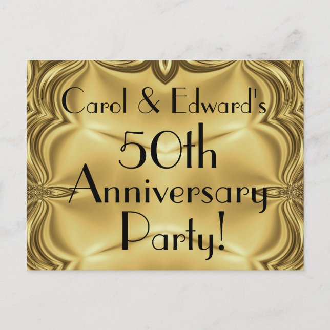 Elegante postal de invitación a los 50 años de oro (Anverso)