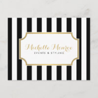 Elegante postal de lujo negrita franjas en blanco 