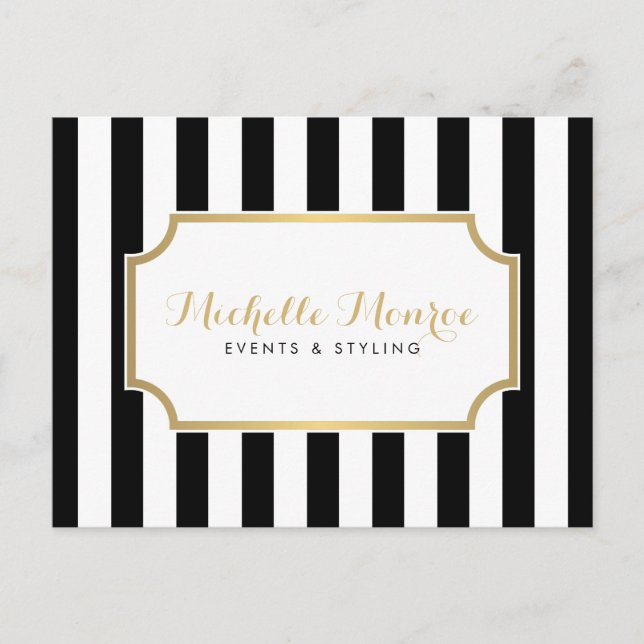 Elegante postal de lujo negrita franjas en blanco  (Anverso)