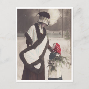 Elegante postal de moda femenina y pobre Chica