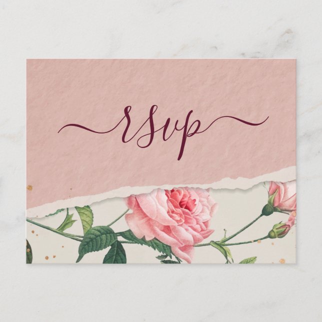 Elegante postal de moda floral RSVP (Anverso)