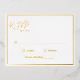 Elegante postal de Relieve metalizado dorado RSVP