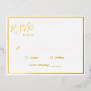 Elegante postal de Relieve metalizado dorado RSVP 