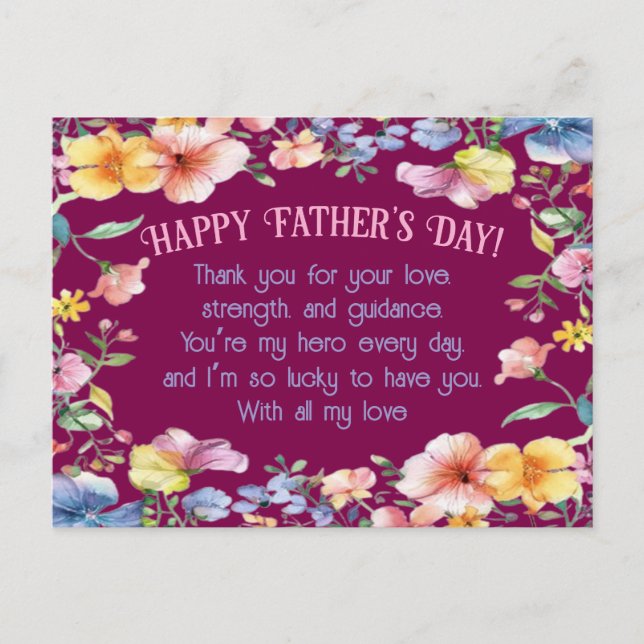 Elegante postal del Día del Padre con decoración f (Anverso)