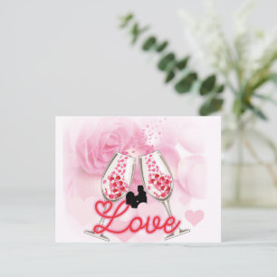 Elegante postal El día de San Valentín floral rosa