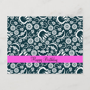 Elegante postal floral blanca negra